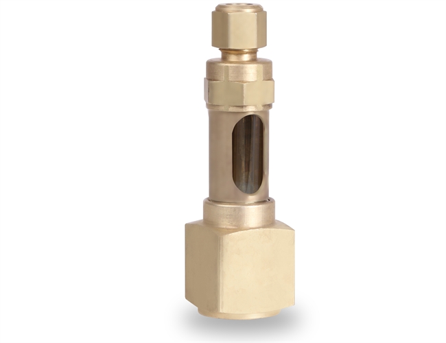 Gage with top cap with compression fitting straight tube